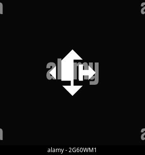 Monogram Logo Design mit quadratischer Rautenform isoliert auf schwarzem Hintergrund Stock Vektor