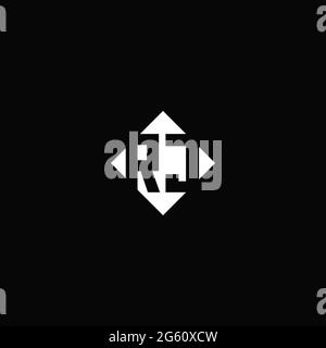 Monogram Logo Design mit quadratischer Rautenform isoliert auf schwarzem Hintergrund Stock Vektor