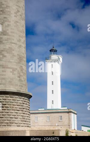 Frankreich, Finistere, Plouguerneau, Virgin Island, der Leuchtturm Ile vierge und seine Eco-Lodge, der höchste Steinturm Europas Stockfoto