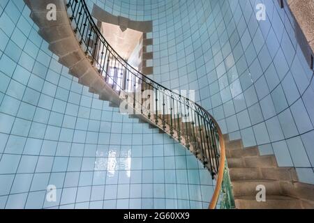 Frankreich, Finistere, Plouguerneau, Virgin Island, der Leuchtturm Ile vierge und seine Eco-Lodge, der höchste Steinturm Europas Stockfoto