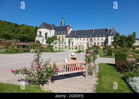 Frankreich, Somme, Authie-Tal, Argoules, die Gärten von Valloires und die Zisterzienserabtei, Rosengarten Stockfoto