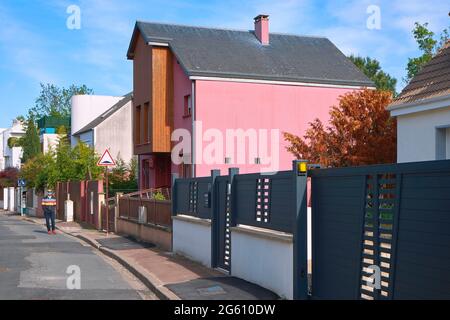 Frankreich, Hauts de seine, Issy les Moulineaux, Villa im Wohngebiet der Insel Saint Germain Stockfoto