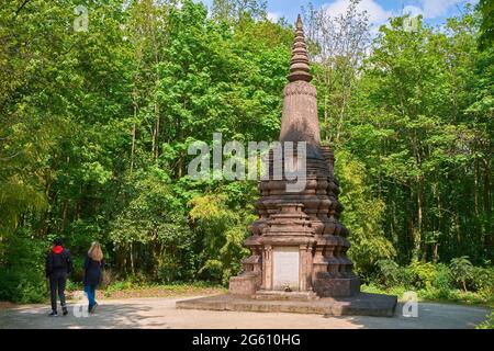 Frankreich, Paris, Garten der tropischen Agronomie im Bois de Vincennes beherbergt die Überreste der Kolonialausstellung von 1907, dem Denkmal für die Kambodschaner und Laoten, die für Frankreich gestorben sind Stockfoto