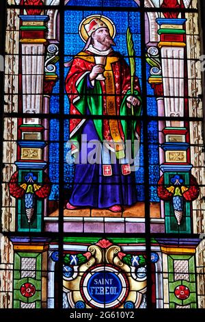 Frankreich, Doubs, Bretonvillers, Geburt Notre Dame Kirche im Jahr 1766 umgebaut, Saint Ferreol Glasfenster Stockfoto