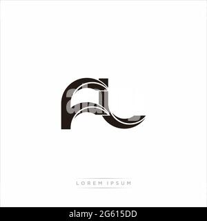 Anfangsbuchstabe Split Kleinbuchstaben Modern Monogram linked Outline abgerundetes Logo isoliert auf weißem Hintergrund Stock Vektor