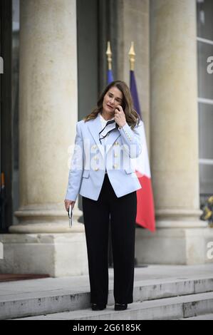 Die Mitbegründerin der Bill & Melinda Gates-Stiftung, Melinda Gates, kommt am 1. Juli 2021 zu einem Treffen mit dem französischen Präsidenten im Elysée-Palast in Paris. Foto von Eliot Blondt / ABACAPRESS.COM Stockfoto