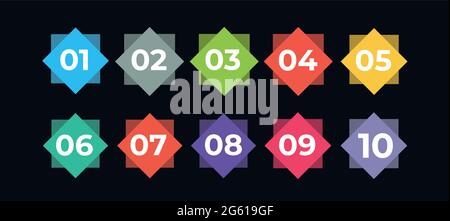 Zahlen bunt isoliert auf schwarzem Hintergrund. Doodle-Vektor. Stock Vektor