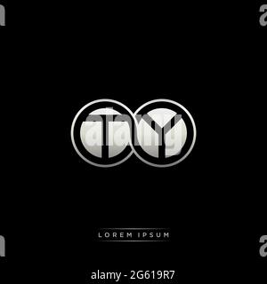 Anfangsbuchstabe verbunden Kreis Kapital Monogramm Logo moderne Vorlage Gold Farbe Version auf schwarzem Hintergrund isoliert Stock Vektor