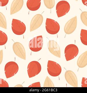 Gelber Herbst hinterlässt nahtloses Muster, Vektor-Hintergrund in flachem Stil. Stock Vektor