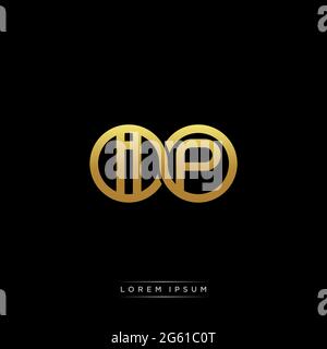 Anfangsbuchstabe verbunden Kreis Kapital Monogramm Logo moderne Vorlage Gold Farbe Version auf schwarzem Hintergrund isoliert Stock Vektor