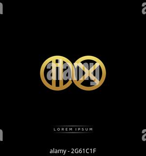 Anfangsbuchstabe verbunden Kreis Kapital Monogramm Logo moderne Vorlage Gold Farbe Version auf schwarzem Hintergrund isoliert Stock Vektor