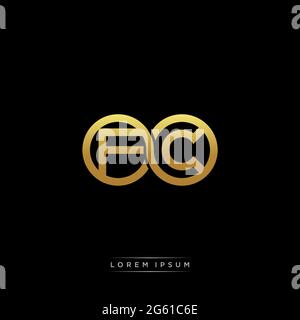 Anfangsbuchstabe verbunden Kreis Kapital Monogramm Logo moderne Vorlage Gold Farbe Version auf schwarzem Hintergrund isoliert Stock Vektor