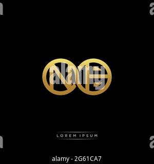Anfangsbuchstabe verbunden Kreis Kapital Monogramm Logo moderne Vorlage Gold Farbe Version auf schwarzem Hintergrund isoliert Stock Vektor