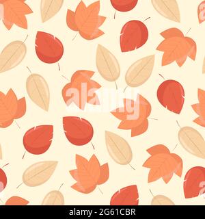 Gelb und orange Herbst Blätter nahtlose Muster, Vektor-Hintergrund in flachem Stil Stock Vektor