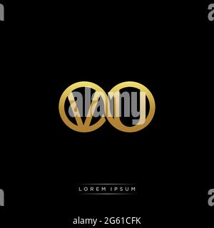 Anfangsbuchstabe verbunden Kreis Kapital Monogramm Logo moderne Vorlage Gold Farbe Version auf schwarzem Hintergrund isoliert Stock Vektor