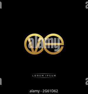 Anfangsbuchstabe verbunden Kreis Kapital Monogramm Logo moderne Vorlage Gold Farbe Version auf schwarzem Hintergrund isoliert Stock Vektor