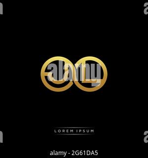 Anfangsbuchstabe verbunden Kreis Kapital Monogramm Logo moderne Vorlage Gold Farbe Version auf schwarzem Hintergrund isoliert Stock Vektor