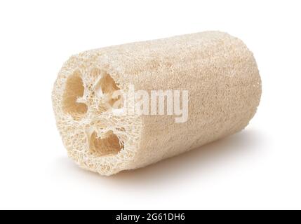 Loofah Bad Peeling Schwamm auf weiß isoliert Stockfoto