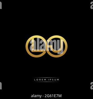 Anfangsbuchstabe verbunden Kreis Kapital Monogramm Logo moderne Vorlage Gold Farbe Version auf schwarzem Hintergrund isoliert Stock Vektor