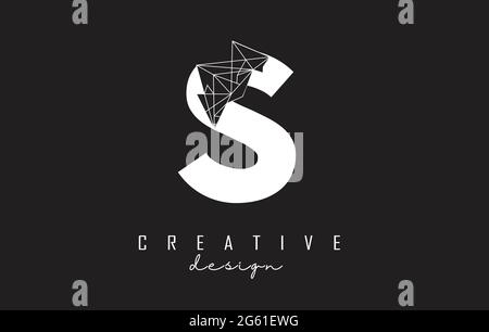 Outline Letter S Logo Design mit gebrochenem Stein, Glas Detail. Vektorgrafik mit geometrischem Effekt und kreativem S-Buchstaben. Stock Vektor