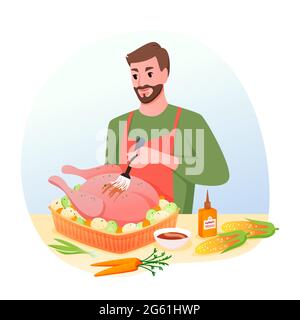 Kochen Sie gebratenen truthahn zu Weihnachten oder Thanksgiving Abendessen Stock Vektor
