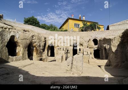 Wahrzeichen der Archäologie in der Türkei die archäologische Stätte von Gaziemir, einer unterirdischen Stadt Kappadokien, wurde 2006 entdeckt Stockfoto