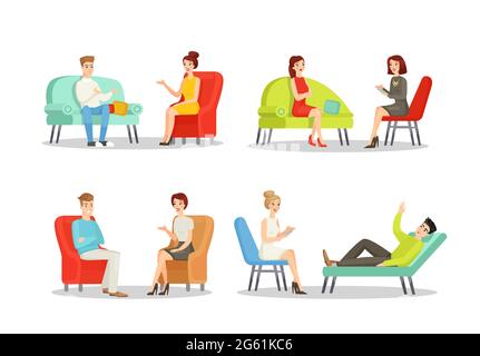 Psyhologist Termin, geistige Pflege Farbe flach Vektor Illustration Sammlung Stock Vektor