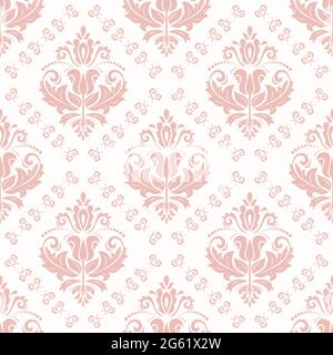 Klassische nahtlose Vektor Muster. Damast orient pink Ornament. Classic vintage Hintergrund. Orient Ornament für Textilien, Tapeten und Verpackung Stock Vektor