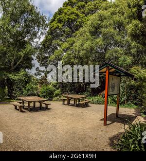 Skyhog Mt Dandenong. 26 Observatory Rd, Mount Dandenong VIC 3767. Australien. 3. Januar 2014. Ein Erholungspark mit Skulpturen, Blumen, Pfaden und b Stockfoto