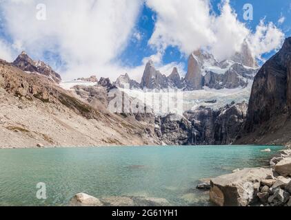 Laguna Sucia See und Fitz Roy Berg im Nationalpark Los Glaciares, Argentinien Stockfoto