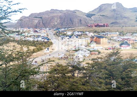 Luftaufnahme des Dorfes El Chalten, Argentinien Stockfoto