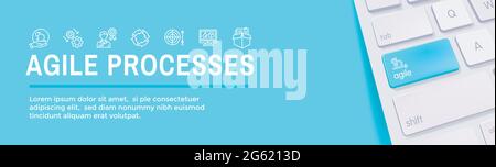 Agile Scrum Prozess- und Entwicklungsicon Set Web-Header-Banner Stock Vektor