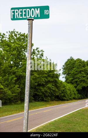 Alabama Scenic Highway 80 Selma zum Montgomery Civil Rights Trail, Freedom Road Straßenschild, Stockfoto