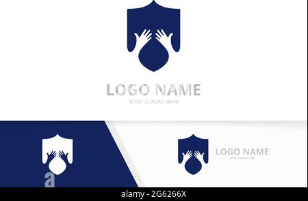 Vector Shield und Hände Logo Kombination. Design-Vorlage für Logos. Stock Vektor
