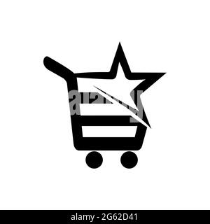 Star Seller Cart-Symbol und Logo-Vektor für vertrauenswürdigen Verkäufer Stockfoto