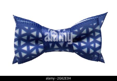 Blau Stoff Fliege Geschnitten Auf Weiß. Stockfoto