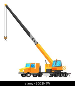 Kranwagen isoliert auf Weiß. Stock Vektor
