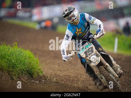 Thomas Kjer Olsen (DEN), Husqvarna – Rockstar Energy Husqvarna Factory Racing MXGP beim Rennen 1 der britischen MXGP-Etappe der FIM Motocross WOR 2021 Stockfoto