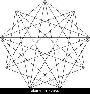 Geometrisches polygone Element mit eingezeichneten Winkeln. Sternform der überschneideten Linien – Vektorgrafik, Clip-Art-Grafiken Stock Vektor