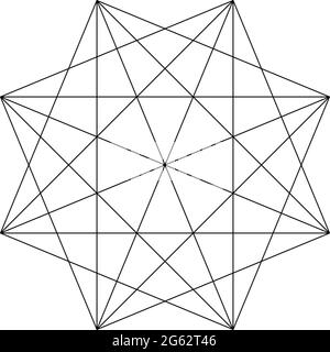 Geometrisches polygone Element mit eingezeichneten Winkeln. Sternform der überschneideten Linien – Vektorgrafik, Clip-Art-Grafiken Stock Vektor