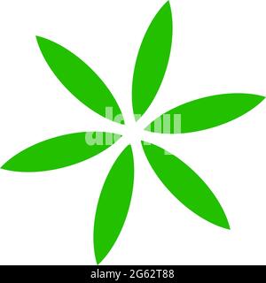 Grünes Blatt, Blütenform, grüne Laubikone, Symbol, Piktogramm – Stock-Vektor-Illustration, Clip-Art-Grafiken Stock Vektor