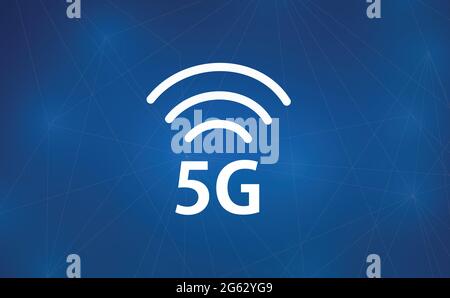 Abstrakte Illustration mit 5g-Netz. Innovationstechnologie. Konzept für drahtlose mobile Telekommunikationsdienste. Stock Vektor