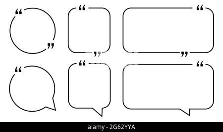 Sammlung des Anführungskastens für Sprechblasen. Design-Vorlage für Gliederungsstil. Stock Vektor