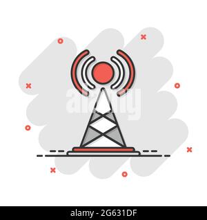 Antenne Funkturm-symbol im flachen Stil. Rundfunk Vector Illustration auf weißem Hintergrund isoliert. Wlan Business Konzept. Stock Vektor