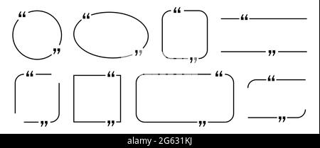 Satz von Angebotsrahmen. Sprechblasen mit Anführungszeichen. Vektordarstellung auf weißem Hintergrund isoliert Stock Vektor