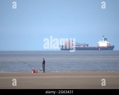 Zwei verschiedene Arten von Meeresfischen vor Crosby Beach Stockfoto