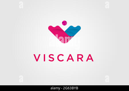 Farbiger Vektor Monogramm gebürsteter Buchstabe V auf weißem Hintergrund verwendbares Logo für Geschäft persönliche Unterschrift, Industrie, Klinik, Firma Logo Design illustrr Stock Vektor