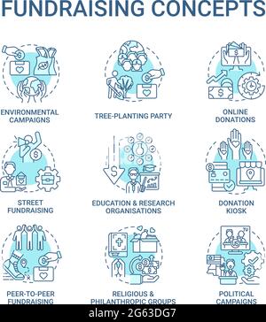 Symbole für das Fundraising-Konzept gesetzt Stock Vektor