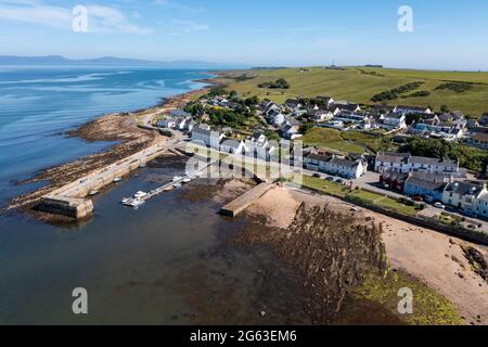 Luftaufnahme des Hafens von Portmahomack, Stockfoto