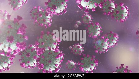 Aufnahme von Makrozellen des Coronavirus Covid-19, die in einer Vene schweben. 4k Stockfoto